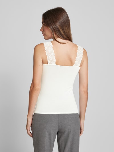 Vero Moda Regular fit top met bandjes en kant, model 'ROSA' Wit - 5