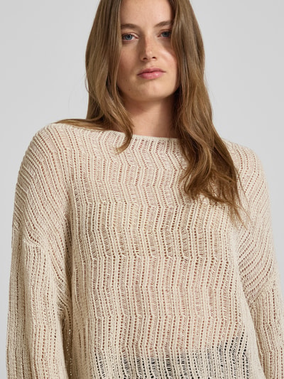INFLUENCER'S CHOICE BY P&C* Sweter z dzianiny o kroju oversized z dekoltem w łódkę Piaskowy 3