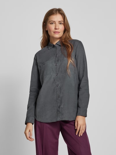 Christian Berg Woman Regular fit corduroy blouse met borstzakken Middengrijs - 4