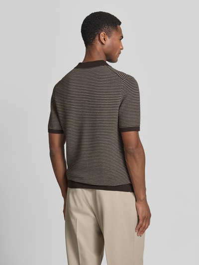 DRYKORN Slim Fit Strick-Poloshirt in Two-Tone-Machart Modell 'Triton' Dunkelbraun 5