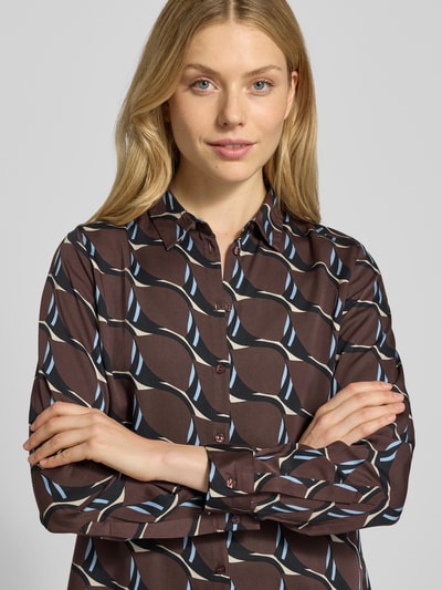 Milano Italy Bluzka koszulowa z wiskozy z kołnierzykiem typu kent Czekoladowy 3