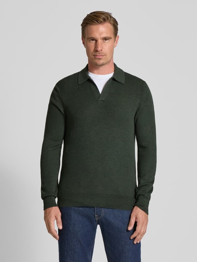 GRAN SASSO Strickpullover aus Schurwolle mit Umlegekragen und V-Ausschnitt Oliv 4