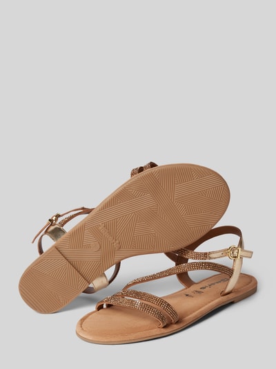 Tamaris Sandalette aus Leder mit Ziersteinbesatz Gold 4