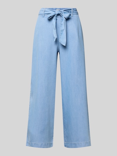 Produktfoto, Culotte mit Bindegürtel Modell 'KOSMO' von B.Young aus hellblauem Lyocell, weites Bein, glatte Textur, frontal aufgenommen.