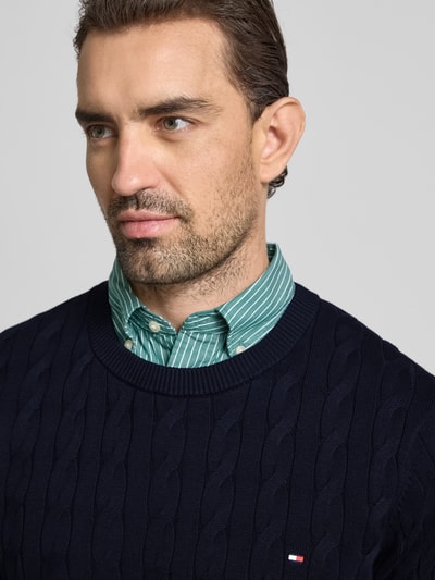 Tommy Hilfiger Regular fit gebreide pullover van zuiver katoen Marineblauw - 3