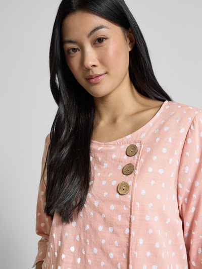 Apricot Blusenshirt mit kurzer Knopfleiste Rosa 3