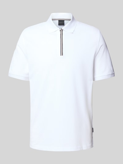 bugatti Regular Fit Poloshirt mit Reißverschluss Weiss 2