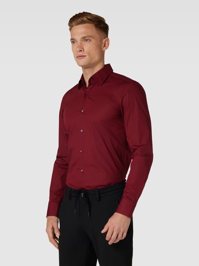 BOSS Slim Fit Business-Hemd mit Kentkragen Modell 'HANK' Bordeaux 4