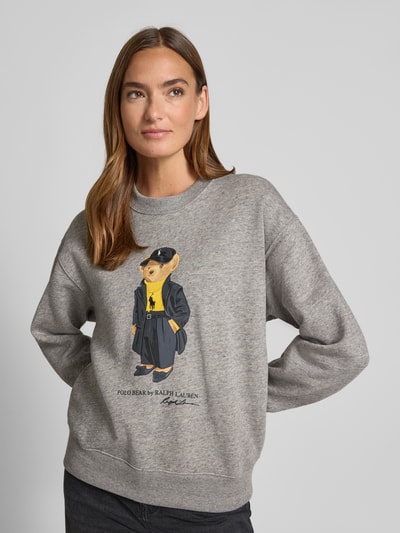 Polo Ralph Lauren Bluza z nadrukiem z motywem i okrągłym dekoltem Ciemnoszary melanż 3