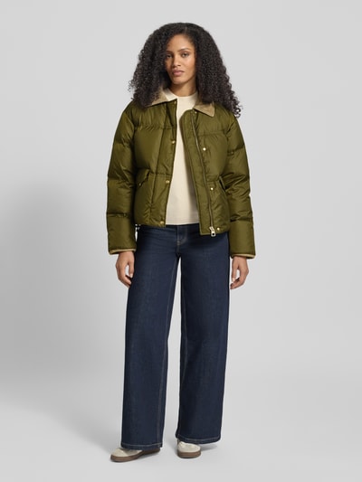 Marc O'Polo Regular Fit Daunenjacke mit Umlegekragen aus Cord Khaki 1
