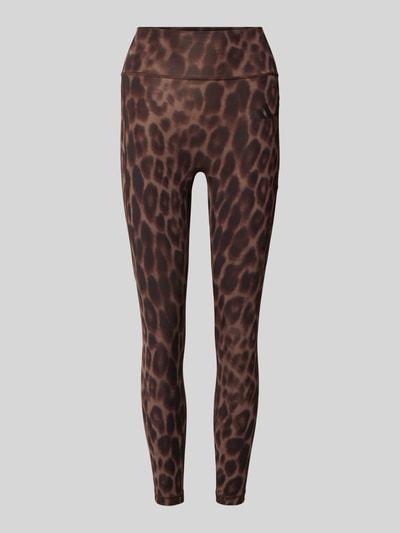 Produktfoto, Leggings mit Label-Print von adidas Sportswear, brązowy materiał z elastycznym dodatkiem, dopasowany krój, wzór panterki