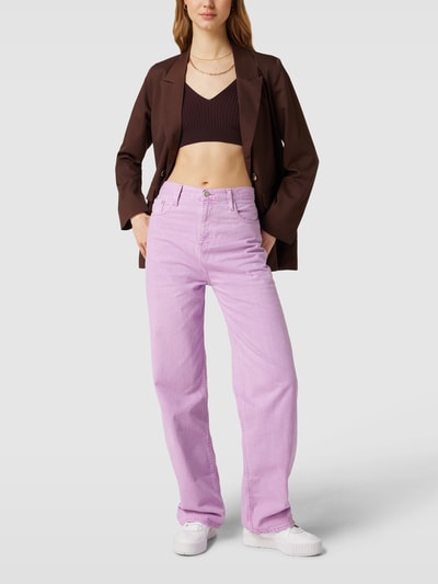 Only Top in riblook, model 'MADDIE' Aubergine - 1