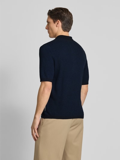 Marc O'Polo Regular Fit Poloshirt aus Baumwoll-Mix mit Crinkle-Effekt Marine 5