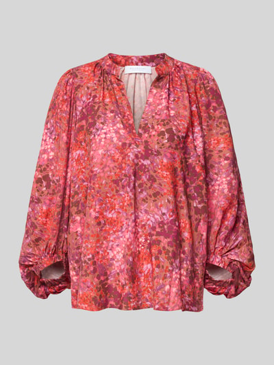 Produktfoto, Relaxed Fit Bluse aus Viskose mit V-Ausschnitt von Rich & Royal, Damen Bluse mit Allover-Look in verschiedenen Rosatönen und 3/4-Arm, Rückenlänge 62 cm, Ärmellänge 53 cm, glatte Textur