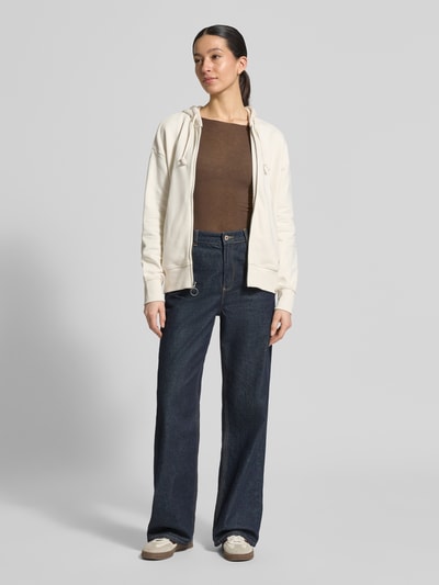 Mustang regular fit sweatjack met logostitching model 'Rochelle' Offwhite - 1