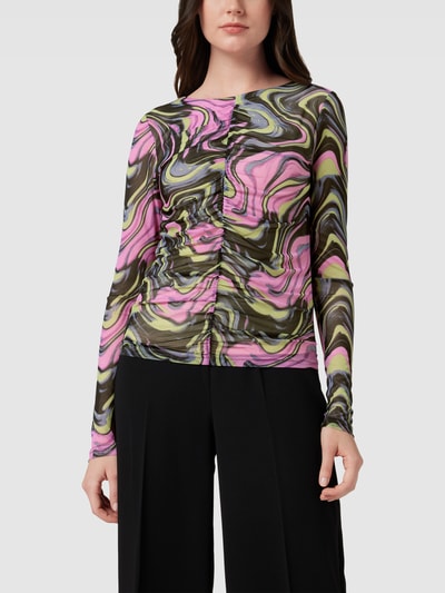 mbyM Shirt met lange mouwen en grafisch all-over motief, model 'Jeevan' Roze - 4