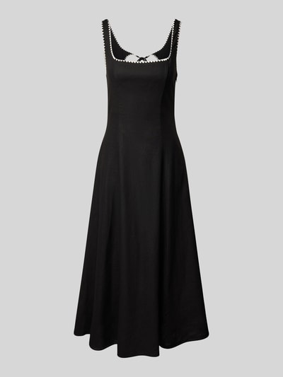 Forever New Midikleid aus Leinen-Viskose-Mix mit Schnürung Modell 'Solene' Black 2