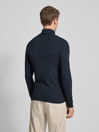Marc O'Polo Shaped Fit Langarmshirt aus reiner Baumwolle mit Rollkragen Marine 5
