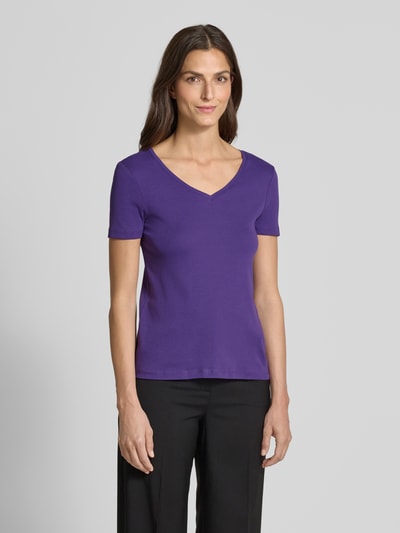 Christian Berg Woman T-shirt z prążkowanym dekoltem w serek Fioletowy 4