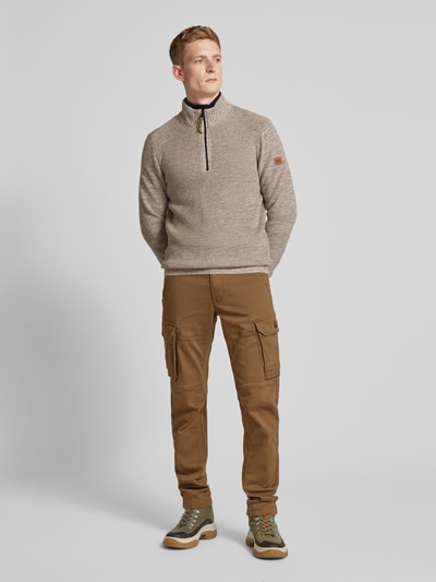 camel active Sweter z dzianiny z prążkowanymi wykończeniami Piaskowy 1