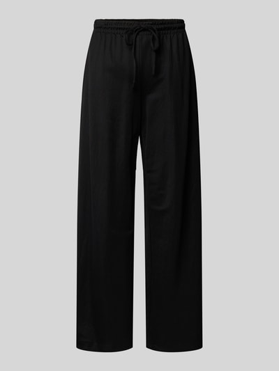 Produktfoto, czarne, szerokie spodnie z wiskozowego miksu, Loose Fit, elastyczny pas z troczkiem, Loose Fit Weite Hose aus Viskose-Mix Modell 'JANY' von Only, damskie