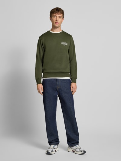 Jack & Jones Sweatshirt mit Label-Print Modell 'MAKOTO' Dunkelgruen 1