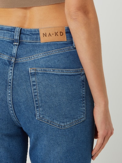 NA-KD Straight fit high waist jeans met biologisch katoen  Jeansblauw - 3