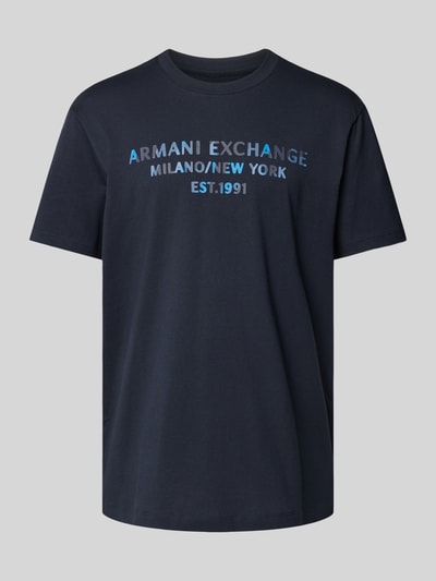 ARMANI EXCHANGE T-shirt z nadrukiem z logo Ciemnoniebieski 2