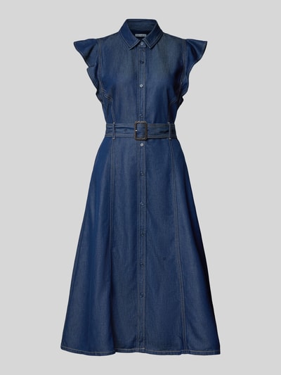 Produktfoto, Fit and Flare Jeanskleid aus Lyocell von Tommy Hilfiger in dunklem Blau mit Gürtel und Knopfleiste, Damen Jeanskleid