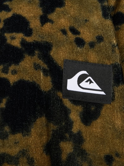 Produktfoto, Regular Fit Hoody Towel mit Logo-Patch von Quiksilver aus reine Baumwolle, braun-schwarzes Muster, weiche Textur
