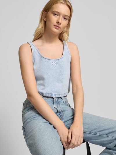 Karo Kauer Crop Top in Denim-Optik Jeansblau 3