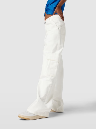 The Mannei High Waist Jeans mit Cargotaschen Weiss 3