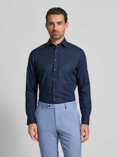 OLYMP Regular fit zakelijk overhemd van puur katoen Marineblauw - 4
