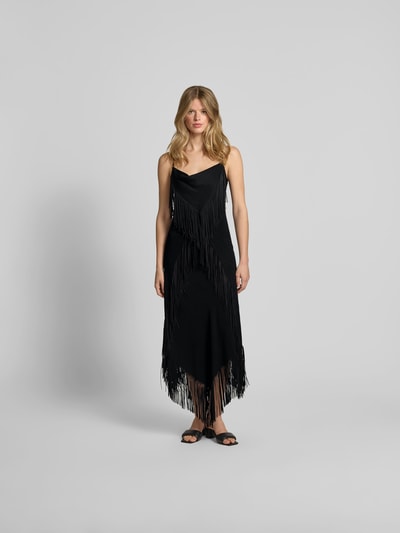 Rabanne Midikleid mit Ausfransungen Black 4