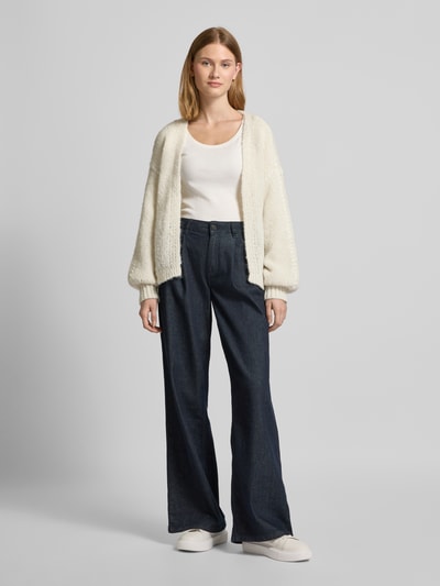 Vero Moda Loose Fit Cardigan mit Kontrastnähten Modell 'FENG' Ecru 1