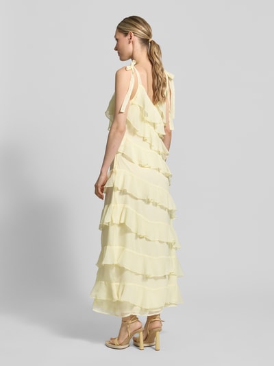 VILA Midikleid mit Volants Modell 'LUNA' Hellgelb 5