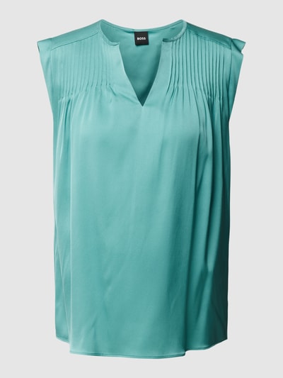 BOSS Black Women Top bluzkowy z mieszanki jedwabiu model ‘Binalli’ Jasnoturkusowy 2