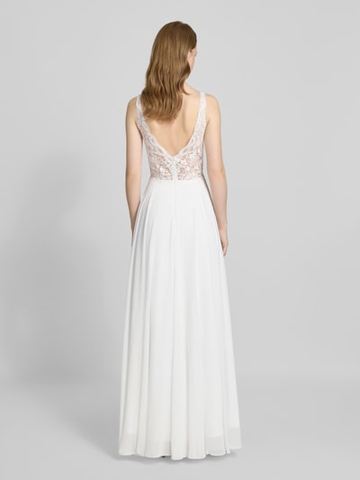 Mascara Avondjurk met kant en V-hals Ecru - 5