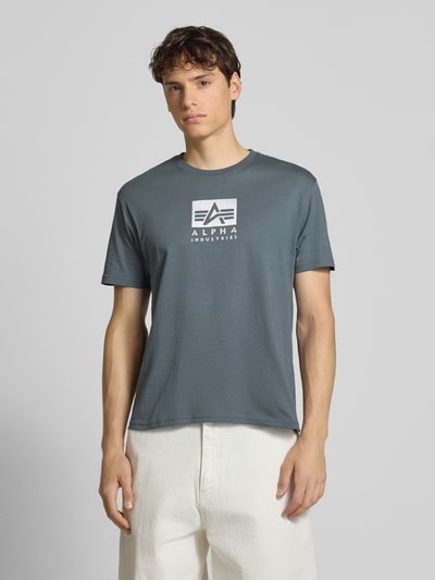 Alpha Industries T-Shirt mit Label-Print und Rundhalsausschnitt Hellblau 4