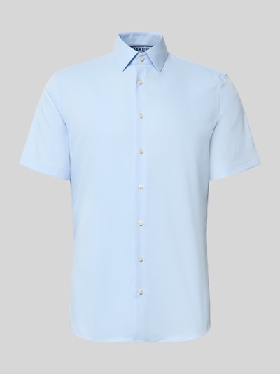 Produktfoto, Slim Fit Business-Hemd mit Kentkragen von Jake*s, hellblau, Elasthan-Mix, Knopfleiste, Kurzärmelig, glatte Struktur