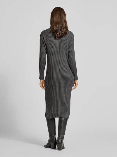 YAS Strickkleid mit Rollkragen Modell 'MAVI' Dunkelgrau Melange 5