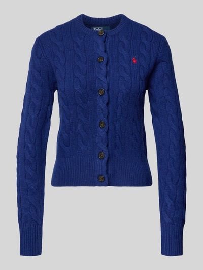 Polo Ralph Lauren Cardigan aus Wolle-Kaschmir-Mix mit Label-Stitching Dunkelblau 2