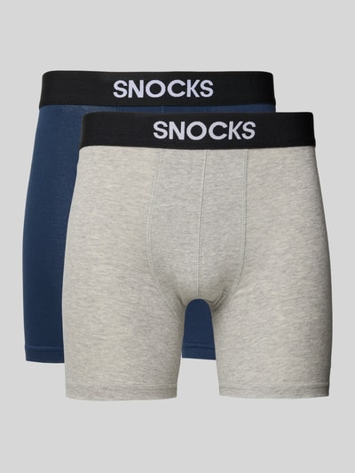 Snocks Boxershort met elastische band met label Donkerblauw - 1
