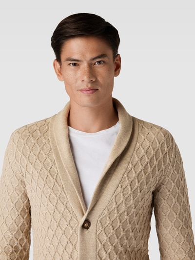 Lindbergh Strickjacke mit Schalkragen und Knopfleiste Sand Melange 3