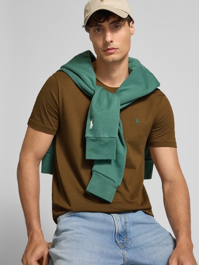 Polo Ralph Lauren Custom Slim Fit T-Shirt mit Label-Stitching Mittelbraun 3