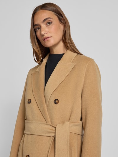 Marella Lange linnen jas met strikceintuur, model 'ARA' Camel - 3