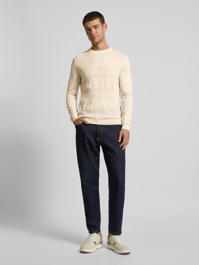 SELECTED HOMME Wollpullover mit Strukturmuster Modell 'TRAY' Sand 1