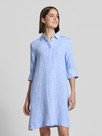 Christian Berg Woman Knielanges Hemdblusenkleid aus Leinen mit 3/4-Arm Jeansblau 4