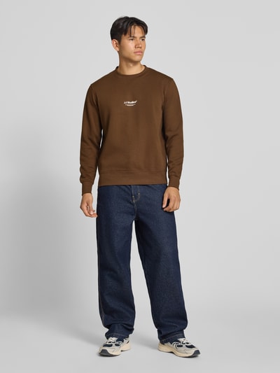 JACK & JONES Regular fit sweatshirt van katoenmix model 'Soho' Lichtbruin - 1