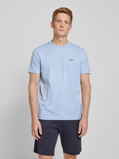 BOSS Green T-shirt met labelapplicatie, model 'Tee' Lichtblauw - 4